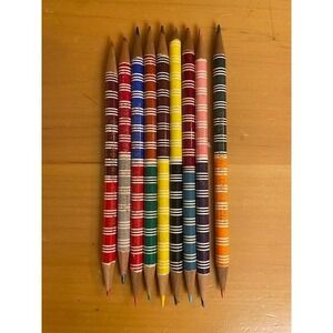 Vintage 1960's Empire Dual-Kolor Double Sided Colored Pencils Set of 9 Striped